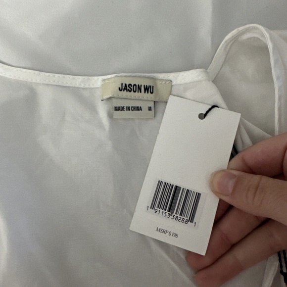 NWD $165 Jason Wu [ Medium ]‎ Long Puff Sleeve Wrap Blouse Top in White - Picture 13 of 14